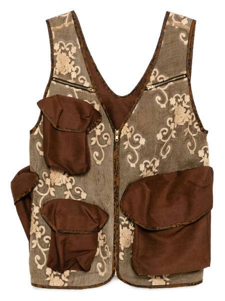  Communs Floral Waistcoat - Brown 