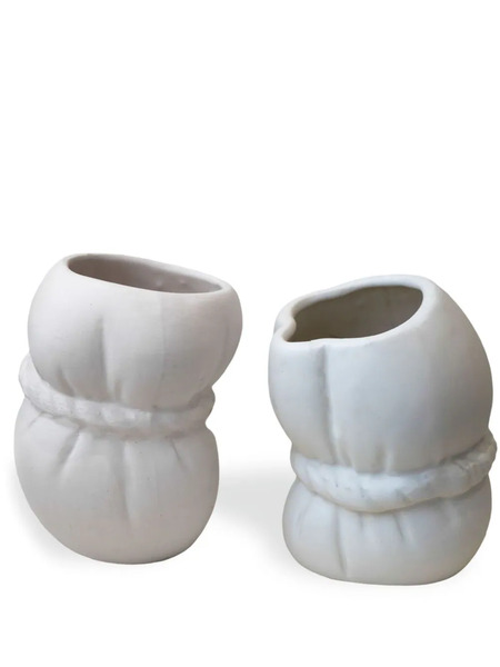  Completedworks Two Misfits Rope-detailing Vases (14.5cm) - White 
