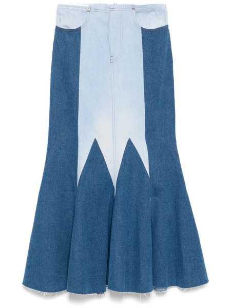  Conner Ives The Reconstituted Denim Godet Maxi Skirt - Blue 