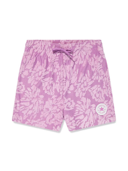  Converse Kids Floral-pattern Drawstring Shorts - Purple 