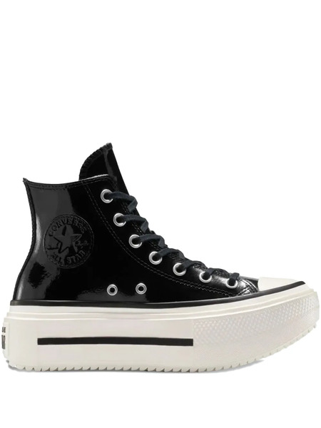  Converse Leather Platform Sneakers - Black 