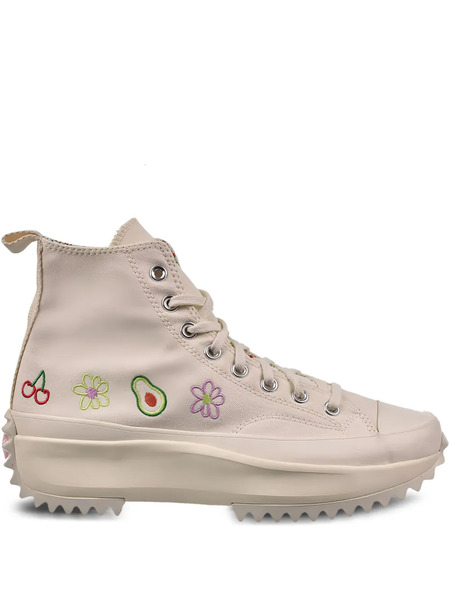  Converse Run Star Hike Platform Hi embroidered Fruits & Florals - Beige Sneakers - Neutrals 