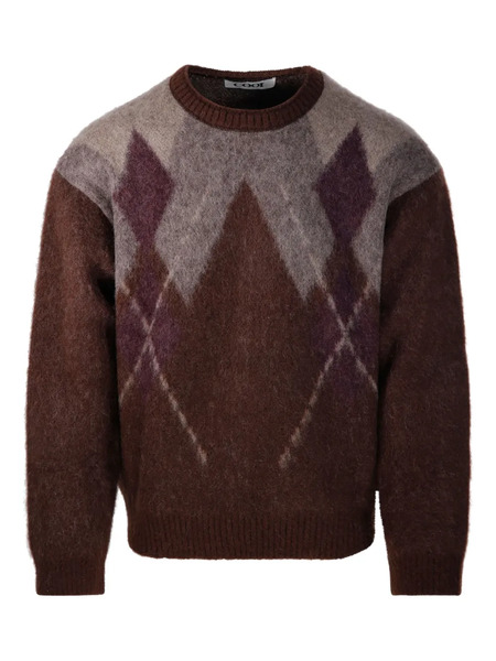  Coor Argyle-pattern Crew-neck Sweater - Brown 