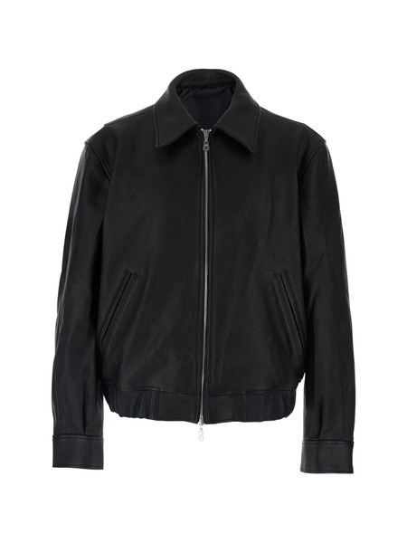  Coor Zip-up Leather Jacket - Black 