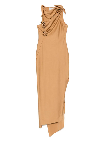  Coperni Asymmetric Flower Maxi Dress - Brown 