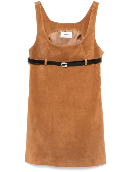  Coperni Belted Suede Mini Dress - Brown 