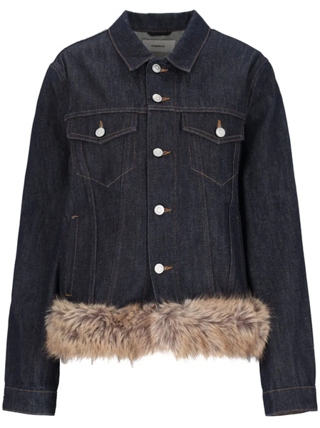  Coperni Faux-fur Hem Denim Jacket - Blue 