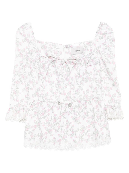  Coperni Floral-print Ruffled Top - White 