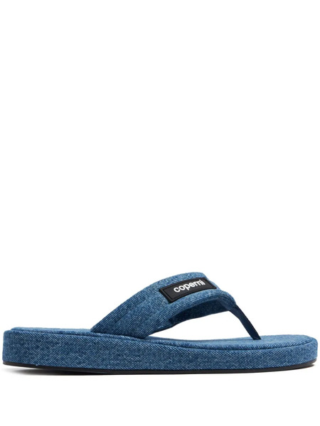  Coperni Logo-appliqué Denim Flip-flops - Blue 
