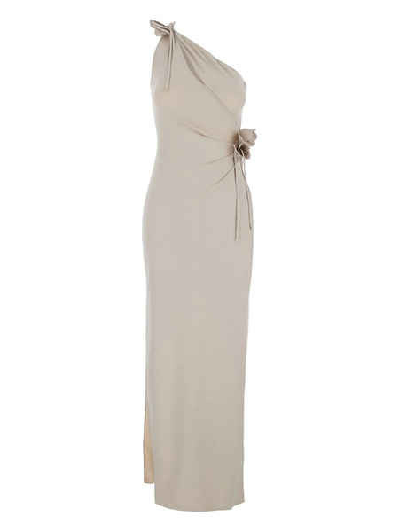  Coperni One-shoulder Flower-embellished Gown - Neutrals 