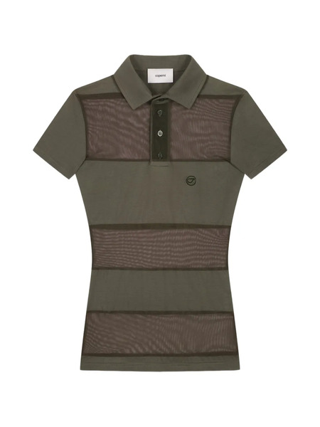  Coperni Sheer Striped Button Polo Shirt - Green 