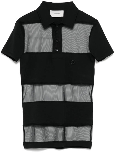  Coperni Striped Sheer Polo Top - Black 