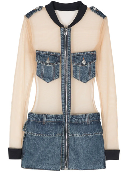  Coperni Tulle-panels Denim Minidress - Blue 