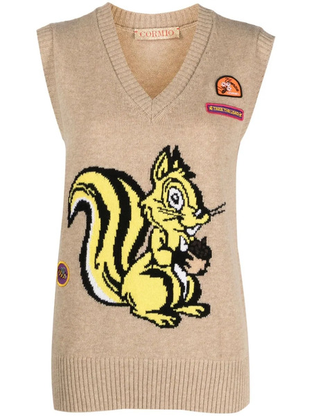  Cormio Squirrel-print Knit Vest - Neutrals 