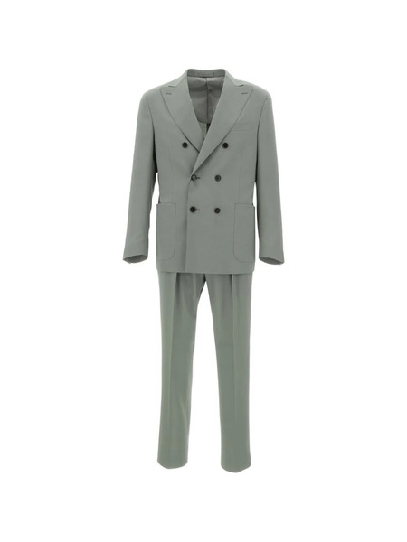  Corneliani Double-breasted Patch Pocket Suit - Green 