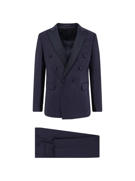  Corneliani Double-breasted Peak Lapel Blazer - Blue 