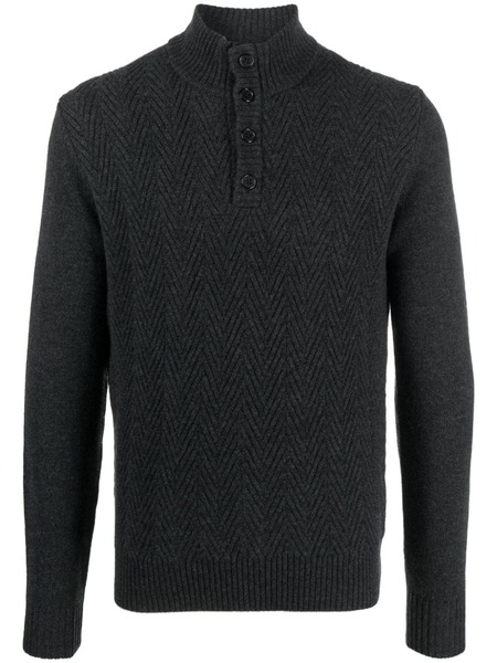  Corneliani Herringbone Mock-neck Jumper - Grey 