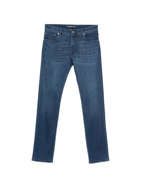  Corneliani Logo Patch Denim Jeans - Blue 
