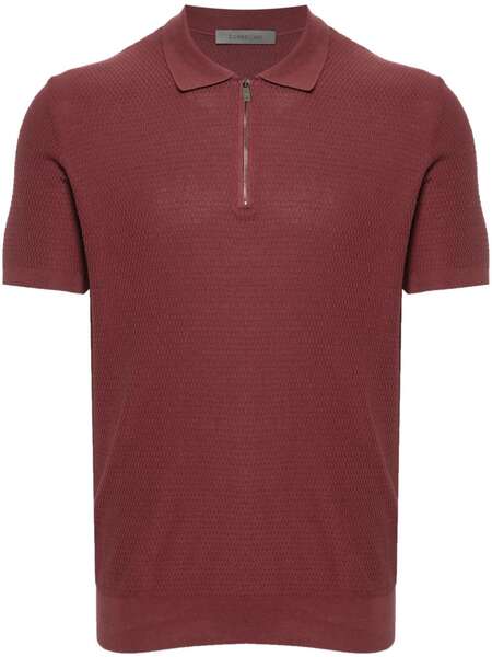  Corneliani Patterned-jacquard Polo Shirt - Red 