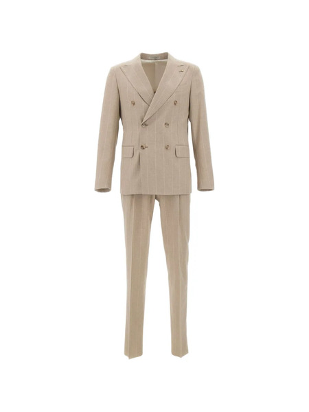  Corneliani Pinstripe Double-breasted Suit - Neutrals 