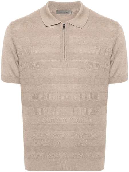  Corneliani Ribbed-knit Polo Shirt - Neutrals 