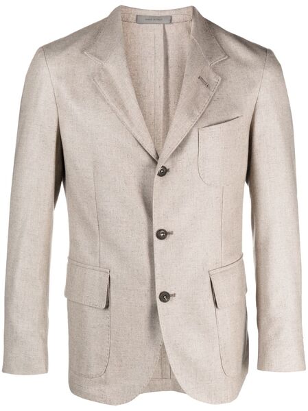  Corneliani Single Breasted Wool-blend Blazer - Neutrals 