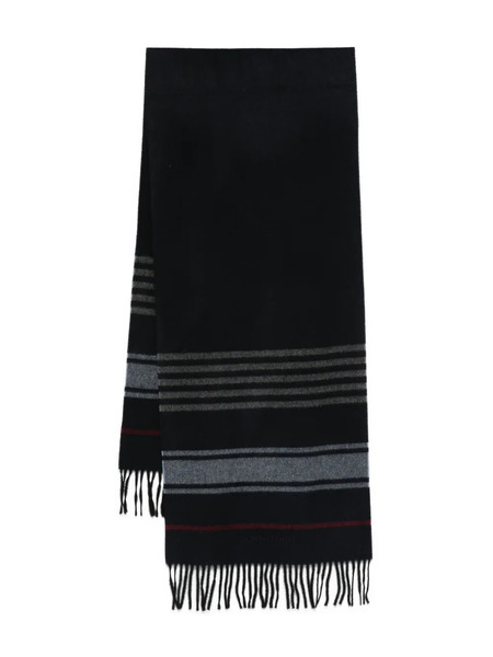  Corneliani Striped Fringed Scarf - Black 