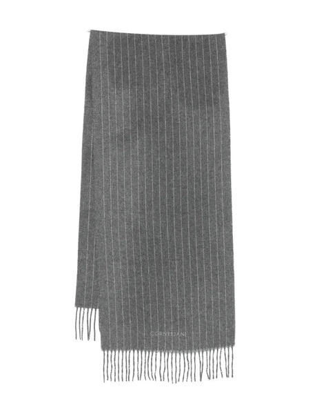  Corneliani Striped Fringed Scarf - Grey 