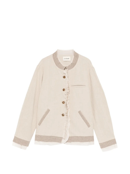  Cotemp Ruffled Button Jacket - Brown 