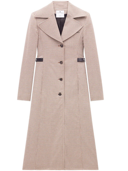  Courrèges Checked Wool Long Coat - Brown 
