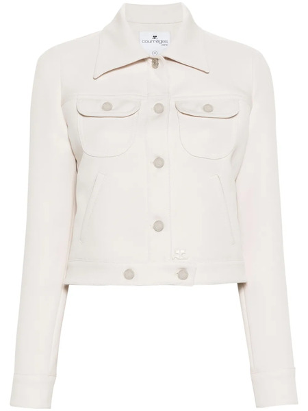  Courrèges Cropped Denim Jacket - Neutrals 