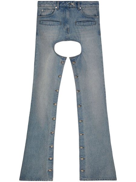  Courrèges Cut-out Flared Denim Trousers - Blue 