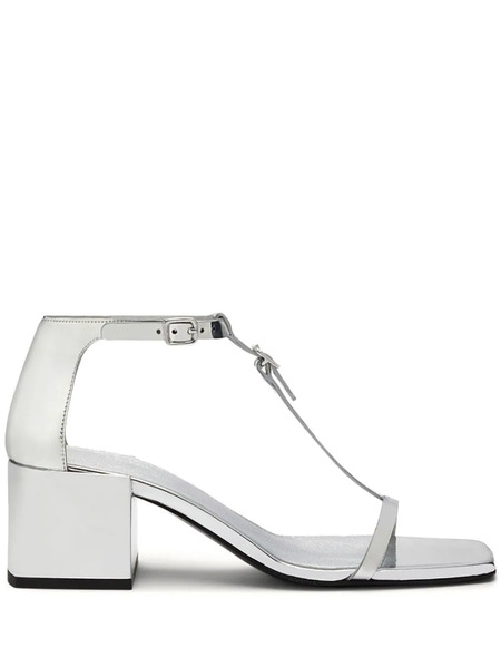  Courrèges Double Buckle Leather Sandals - Silver 