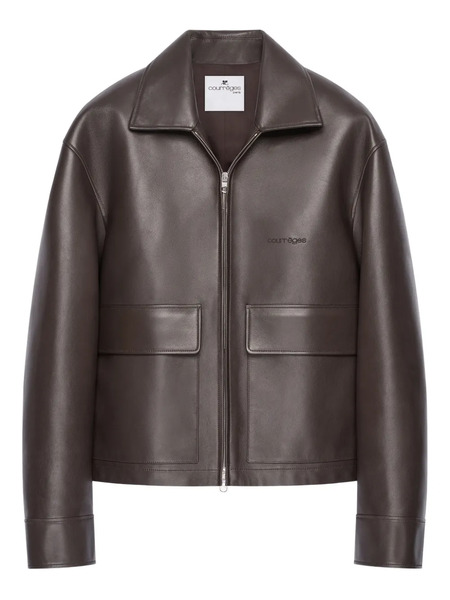  Courrèges Double-pocket Zip-fastening Leather Jacket - Brown 