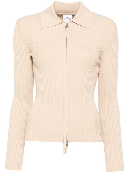  Courrèges Double Zipped Rib Knit Tops - Neutrals 