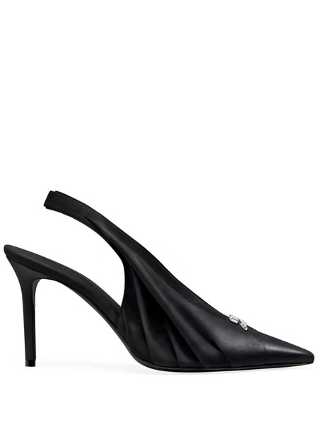  Courrèges Draped Faux Leather Slingbacks - Black 
