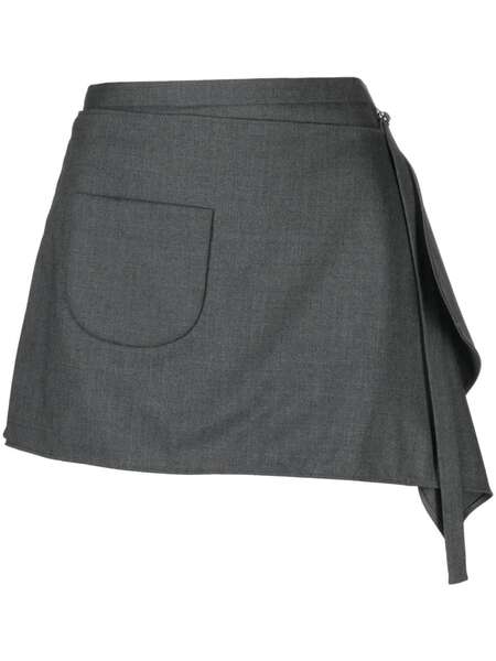  Courrèges Draped Virgin Wool-blend Mini Skirt - Grey 