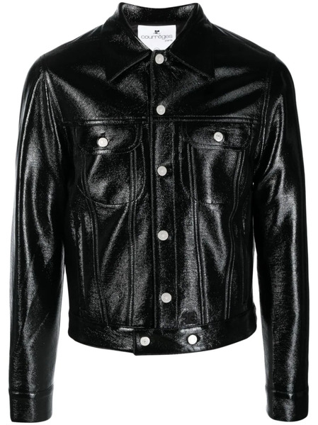  Courrèges Faux-leather Button-up Jacket - Black 