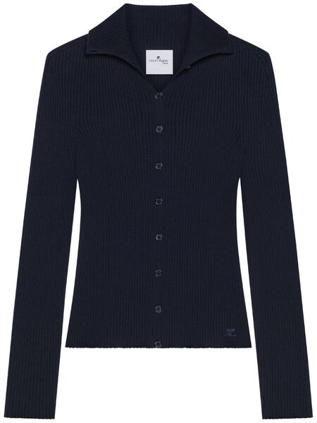  Courrèges Fine-ribbed Cardigan - Blue 