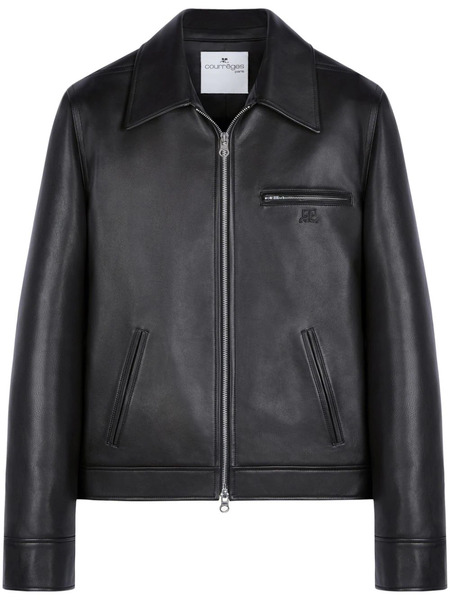  Courrèges Leather Shirt Jacket - Black 