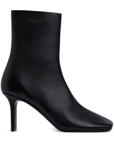  Courrèges Leather Square-toe Ankle Boots - Black 