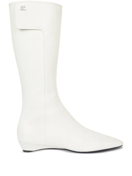 Courrèges Logo-detail Flat Boots - White 