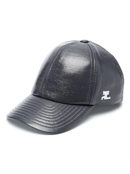  Courrèges Logo-embroidered Glossy-finish Cap - Grey 