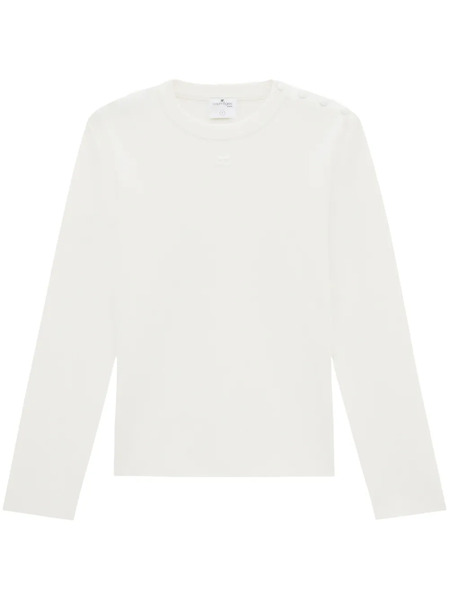  Courrèges Logo-patch Buttoned Sweater - White 