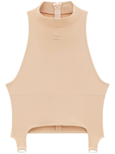  Courrèges Logo Patch Crop Top - Neutrals 