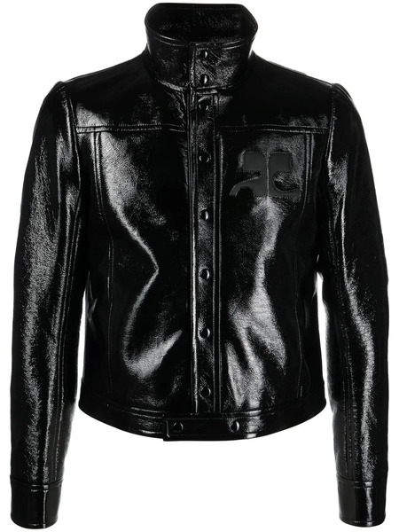  Courrèges Logo-patch Faux Leather Jacket - Black 