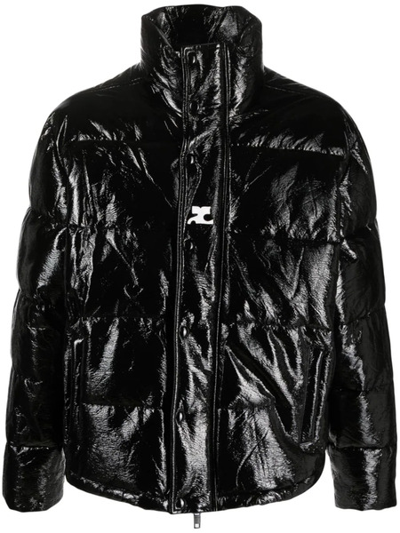  Courrèges Logo-patch Vynil Puffer Jacket - Black 