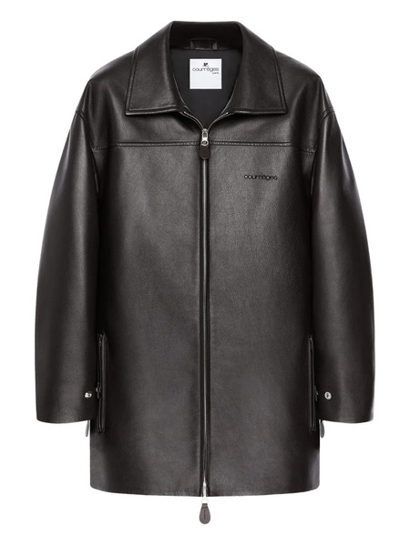  Courrèges Oversized Leather Jacket - Brown 