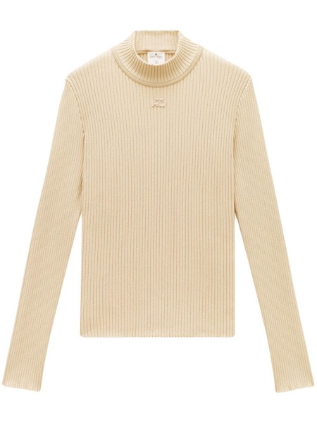  Courrèges Rib-knit Mock-neck Jumper - Neutrals 