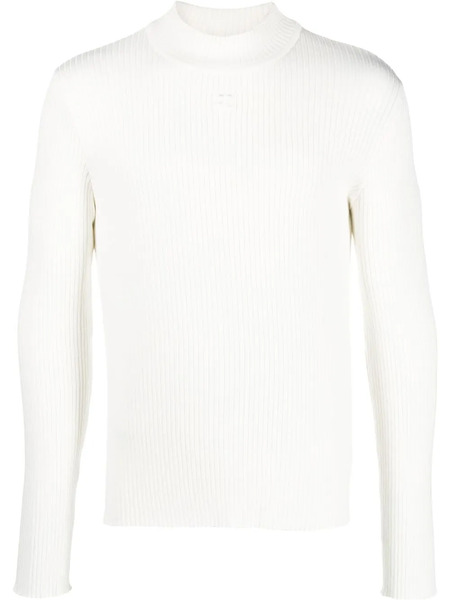  Courrèges Ribbed-knit Logo-patch Jumper - White 